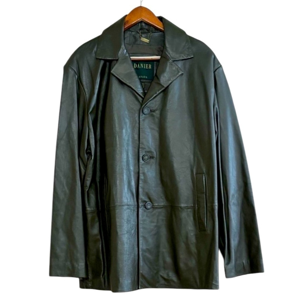 NWT Danier Sz L Army Green Leather Jacket
